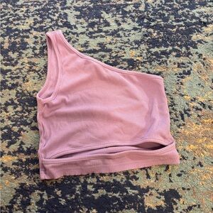 One-Shoulder Light Purple Ribbed Top